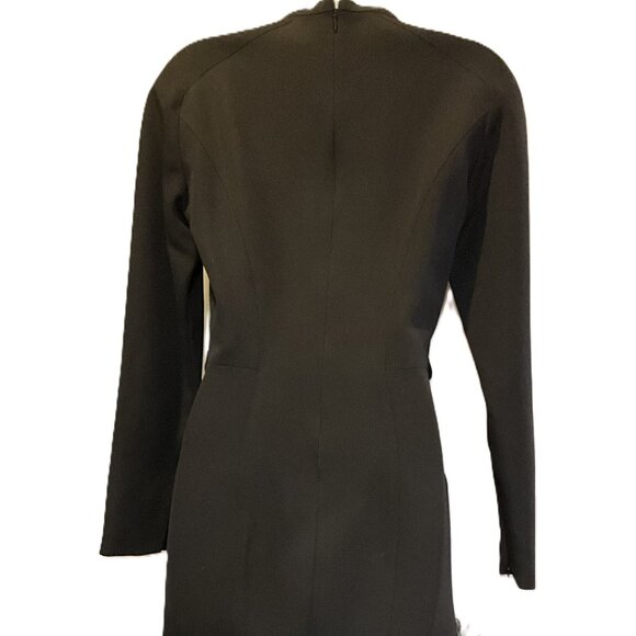 Mugler Black Wool Cocktail Dress with Feather Trim Size S - Picture 3 of 12